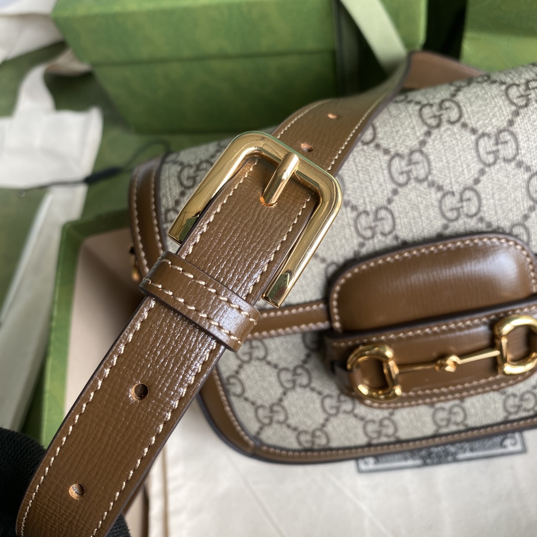 Gvc*1 mini horsebit 1955 bag gg svp*me canvas beige and brown 658574 20.5 x 14 x 5 cm
