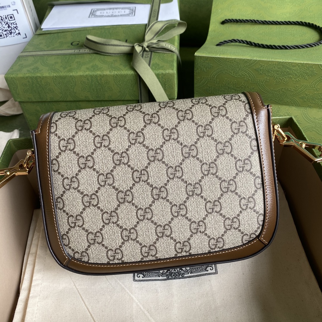 Gvc*1 mini horsebit 1955 bag gg svp*me canvas beige and brown 658574 20.5 x 14 x 5 cm