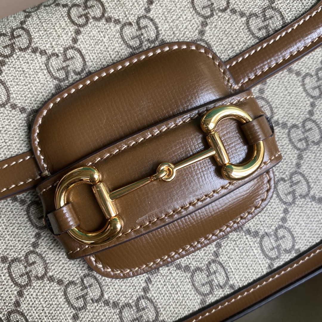 Gvc*1 mini horsebit 1955 bag gg svp*me canvas beige and brown 658574 20.5 x 14 x 5 cm