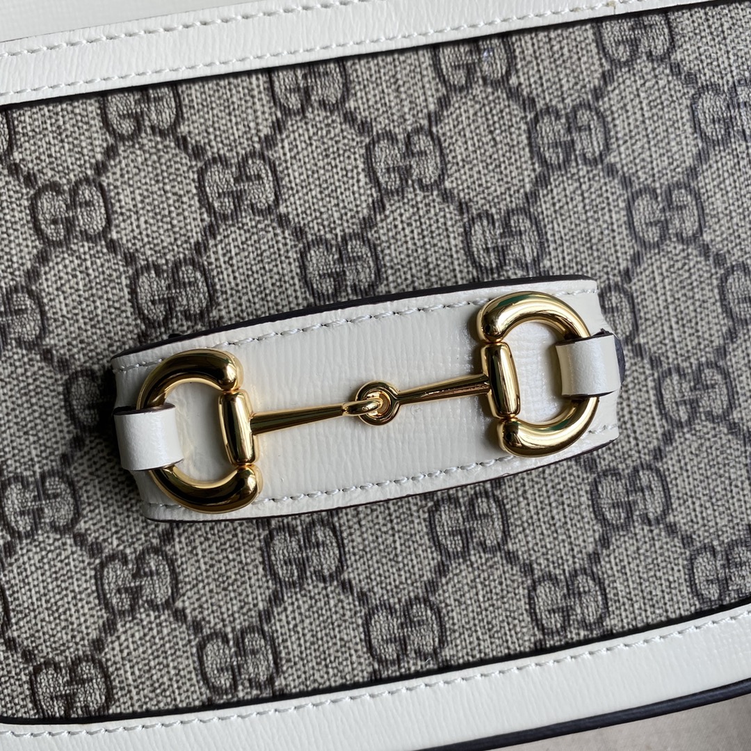 Gvc*1 mini horsebit 1955 bag gg svp*me canvas beige and white 658574 20.5 x 14 x 5 cm