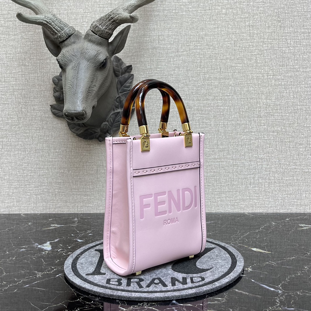 F**di mini sunshine shopper leather pink 8bs051 13 x 18 x 6.5 cm