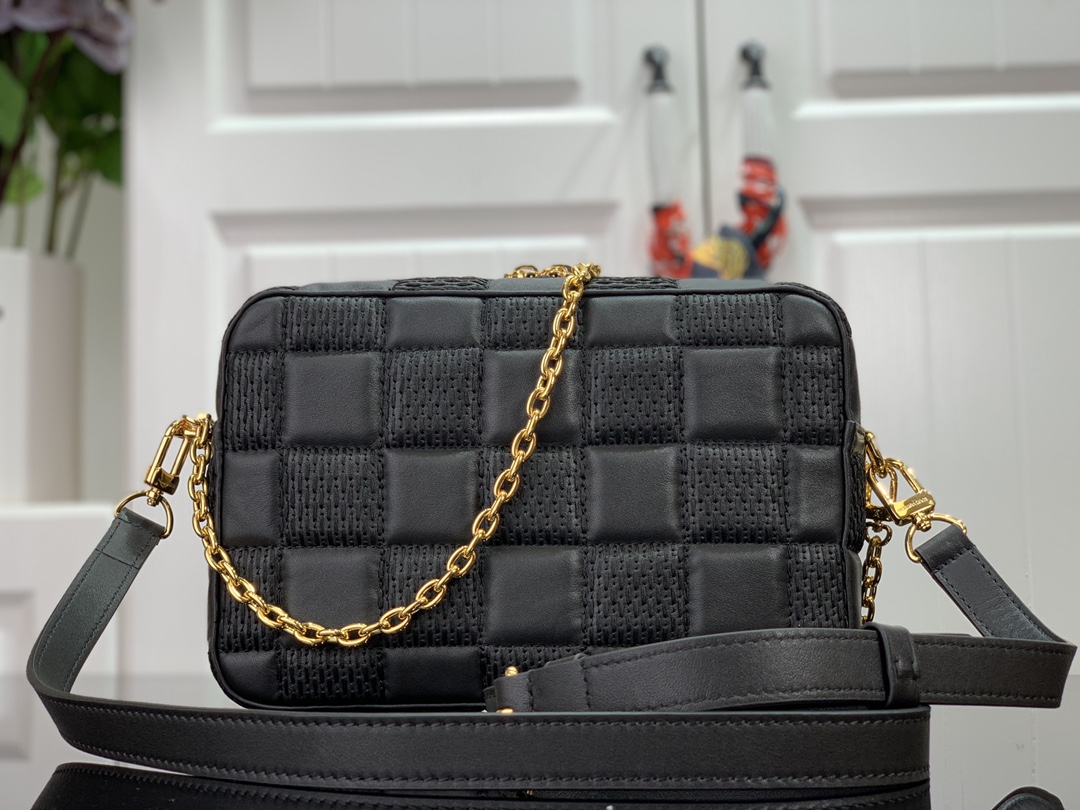 l0vis Vvtt0n troca mm damier quilt black m59114 25.5 x 17 x 7 cm