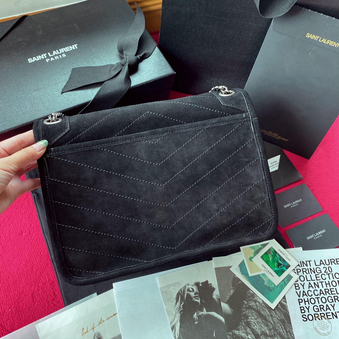 Y51 medium niki in suede and smooth leather black metal 4988941 28 × 20 × 8 cm