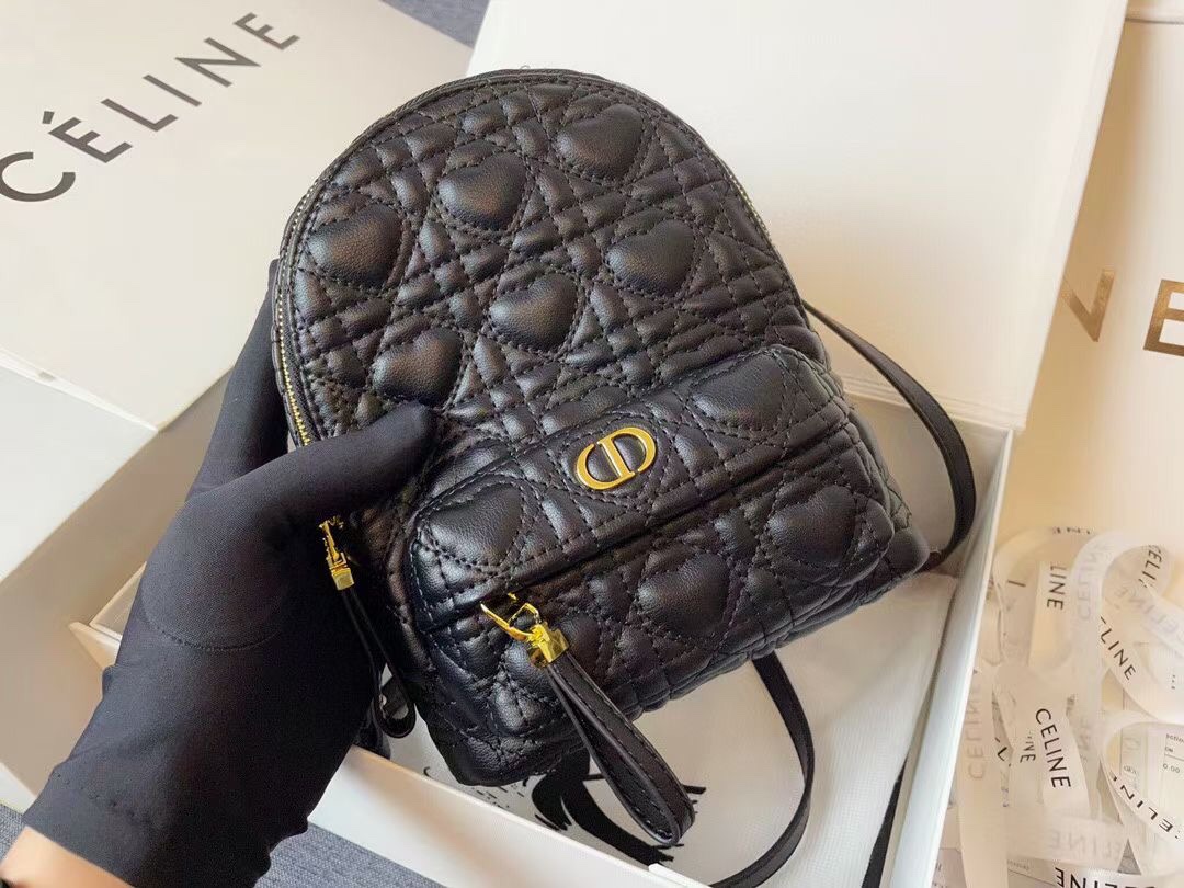 D10r mini D10ramour D10r backpack cannage lambskin with heart motif black m9222 16 x 21 x 8.5 cm