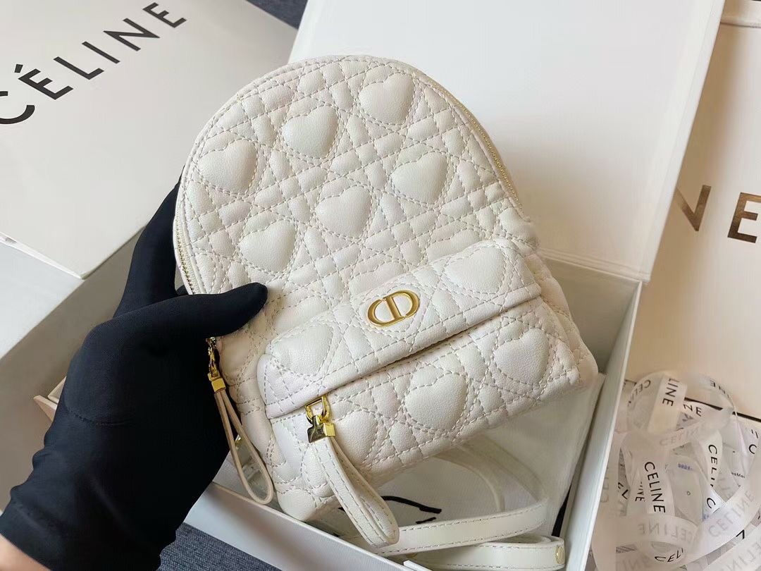 D10r mini D10ramour D10r backpack cannage lambskin with heart motif white m9222 16 x 21 x 8.5 cm
