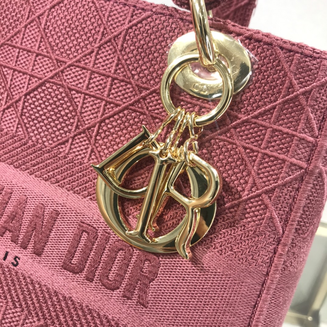 D10r medium lady d-lite bag burgundy cannage embroidery m0565 24 x 20 x 11 cm