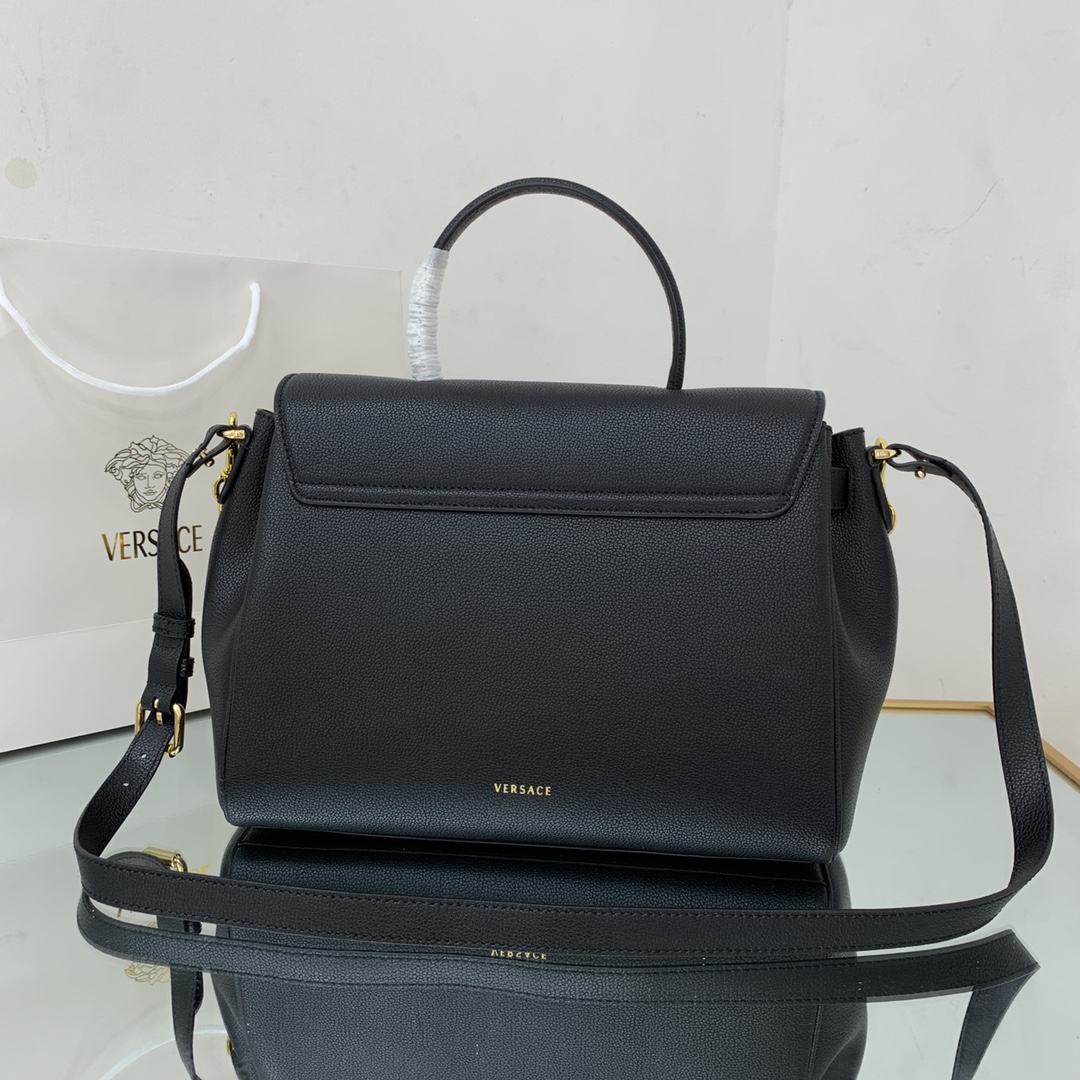 VERSACE LARGE LA MEDUSA HANDBAG Golden Metal Black DBFI038 35 x 14 x 25 cm
