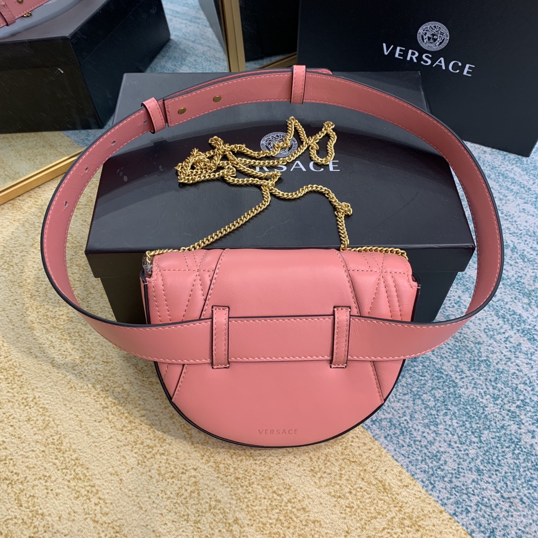 VERSACE VIRTUS QUILTED BELT BAG Peach DV3G984 18 x 4 x 14 cm