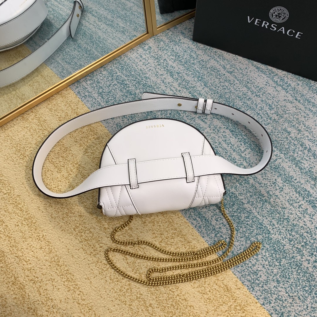 VERSACE VIRTUS QUILTED BELT BAG White DV3G984 18 x 4 x 14 cm