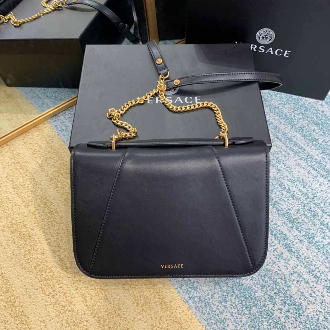 VERSACE VIRTUS Shoulder Bag Black DBFG985 24 x 9 x 16.5 cm