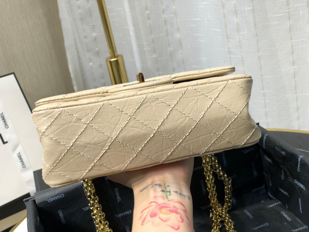 Ch**el mini 2.55 tasche light beige as0874 15,5 × 20 × 6 cm