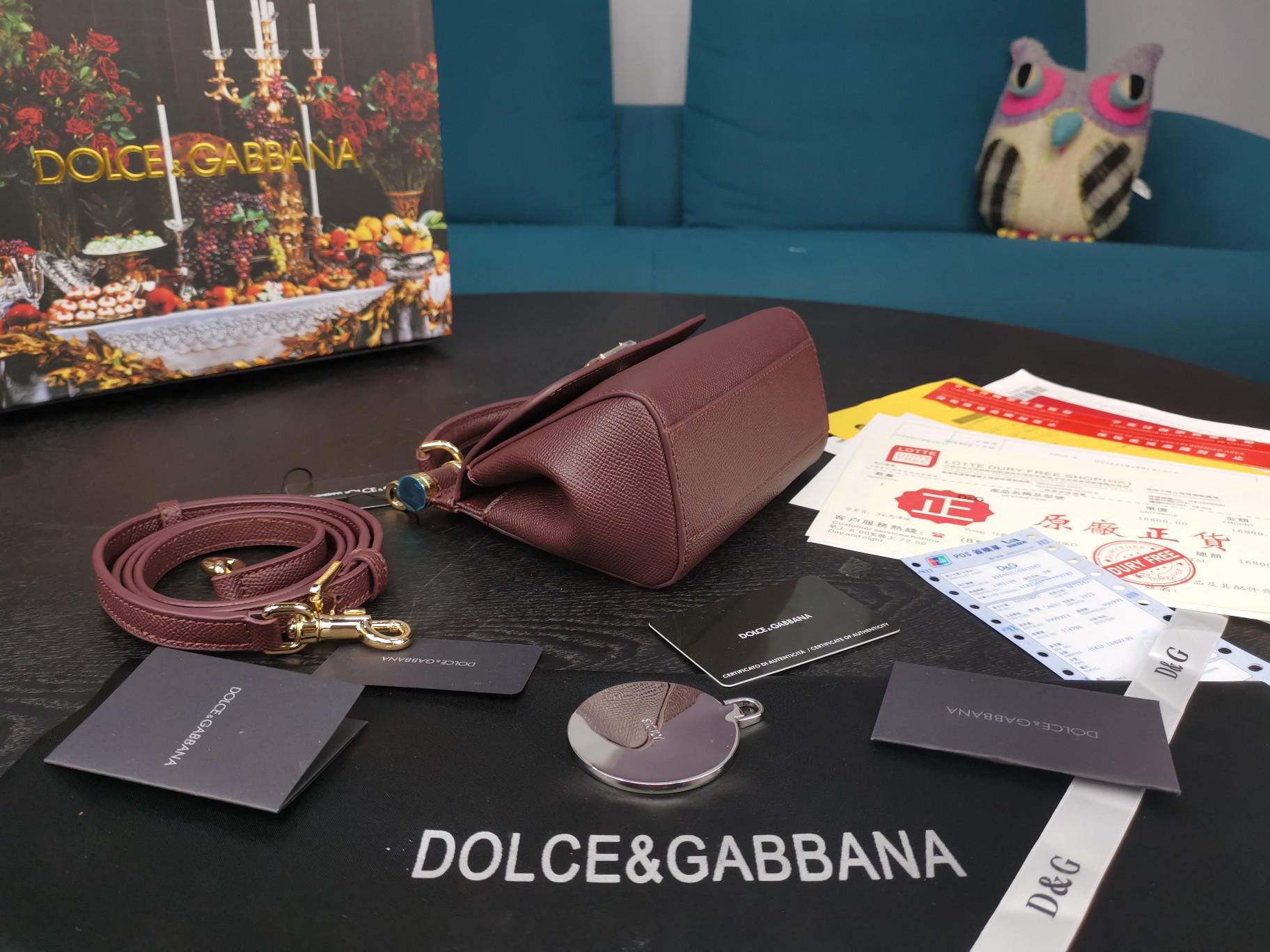 DOLCE&GABBANA MINI Dauphine Leather Sicily Bag Purple BB4825A1001 16 x 10 x 5 cm