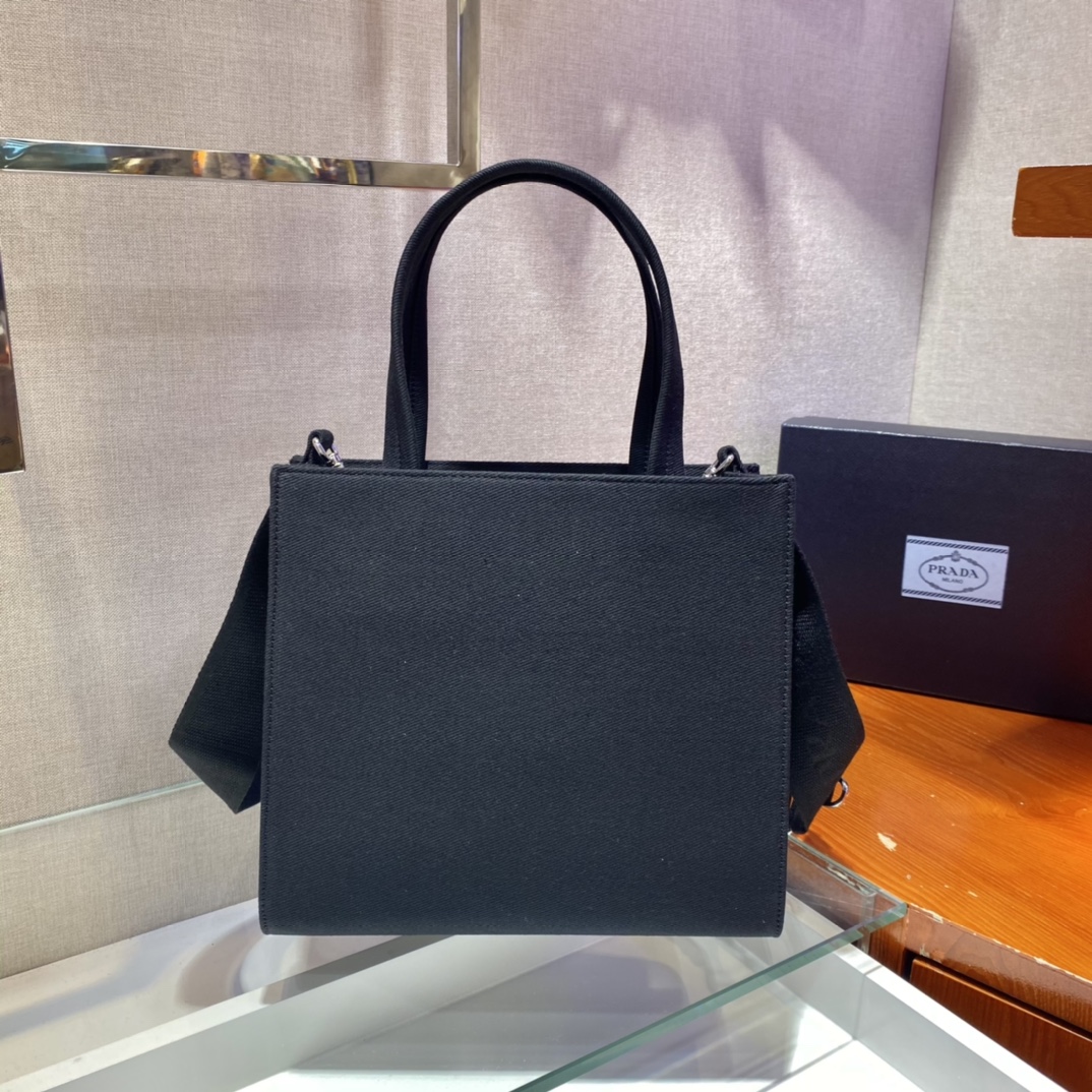 Pra*a drill tote bag black 1bg382 26 x 23.5 x 9 cm