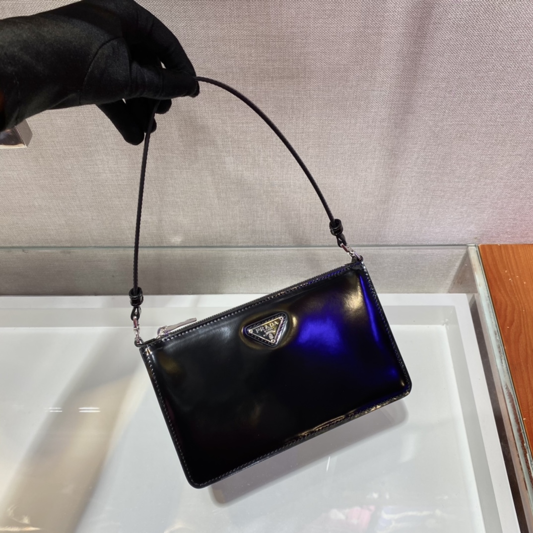 Pra*a mini saffiano leather bag black 1bc155 20 x 12 x 5.5 cm