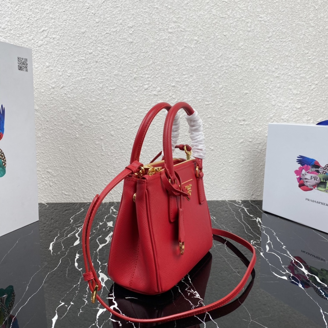 Pra*a micro galleria saffiano leather bag red 1ba906 20 x 15 x 9.5 cm