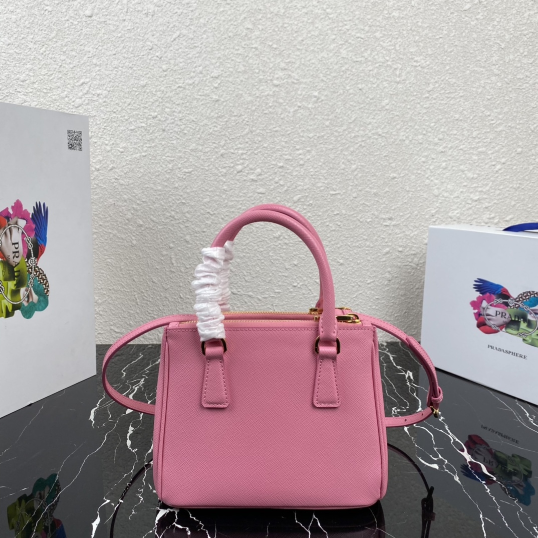 Pra*a micro galleria saffiano leather bag pink 1ba906 20 x 15 x 9.5 cm