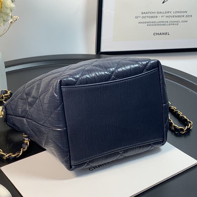 Ch**el hobo bag dark blue as2480 15 x 12.5 x 18 cm