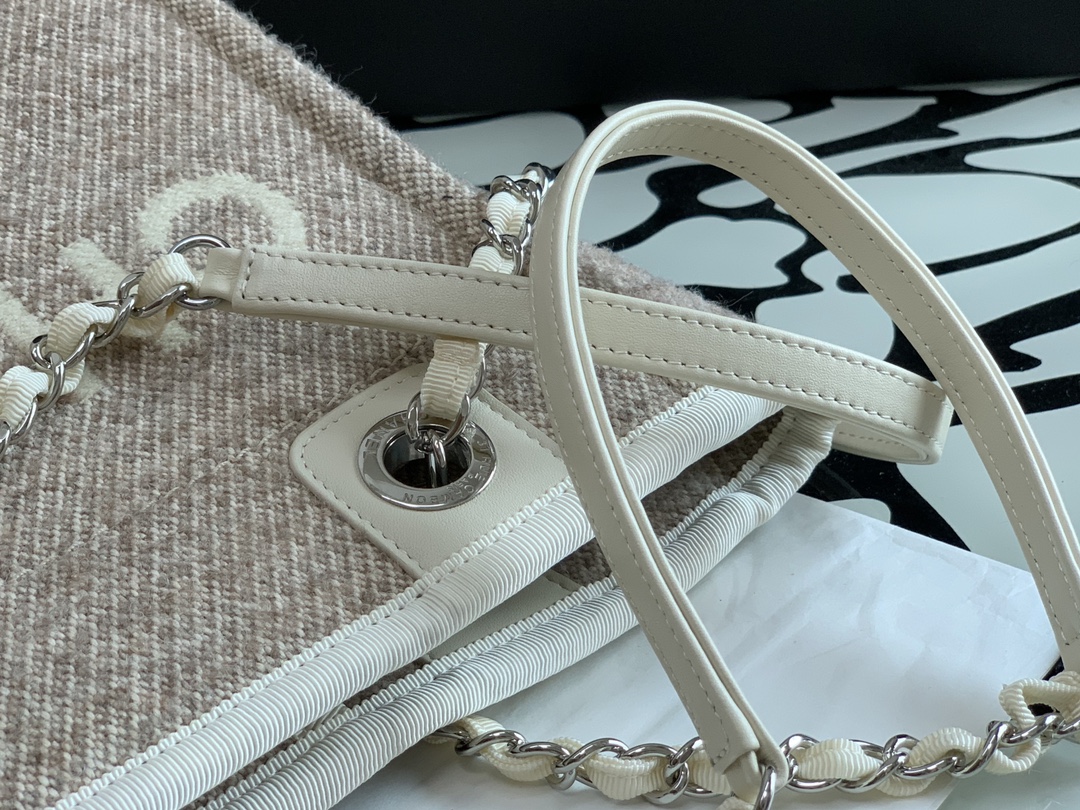Ch**el deauville tote bag  grey 28 cm