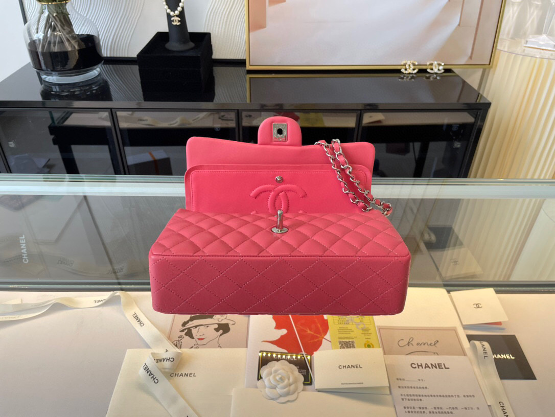 Ch**el classic double flap bag lambskin pink a01112 25.5 cm