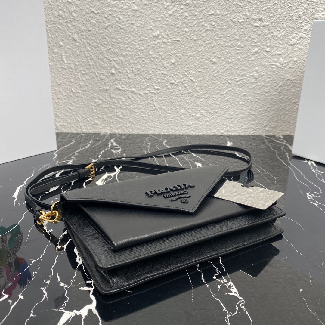 Pra*a mini saffiano leather bag black 1bp020 20 x 12 x 4 cm