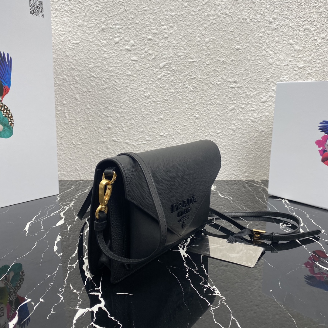 Pra*a mini saffiano leather bag black 1bp020 20 x 12 x 4 cm