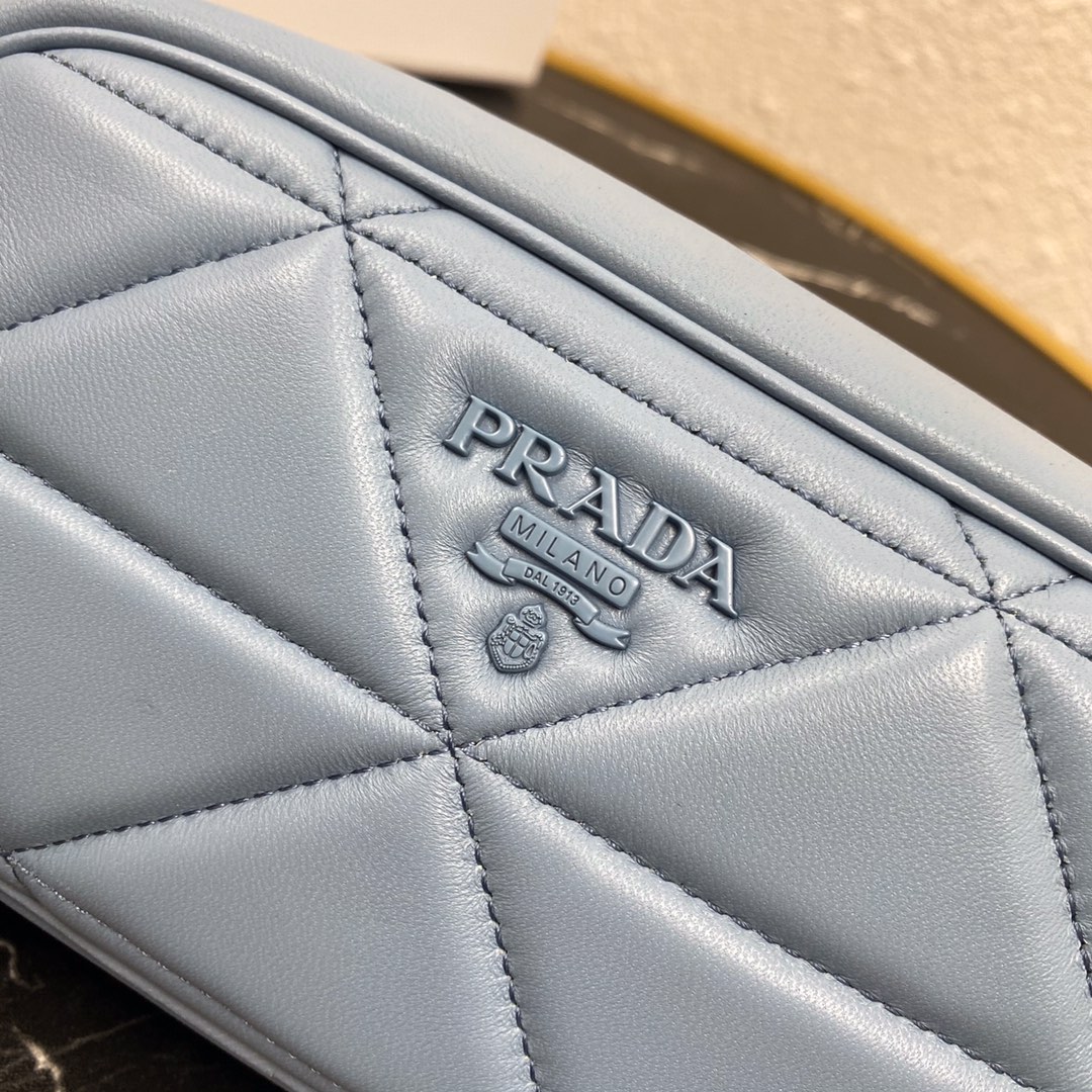 Pra*a mini spectrum quilted nappa leather blue 1dh046 10 x 19  x 5.5 cm