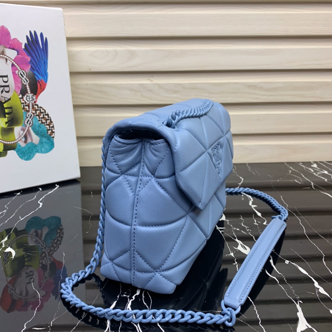 Pra*a small spectrum nappa leather bag astral blue 1bd233 23 x 17 x 8 cm