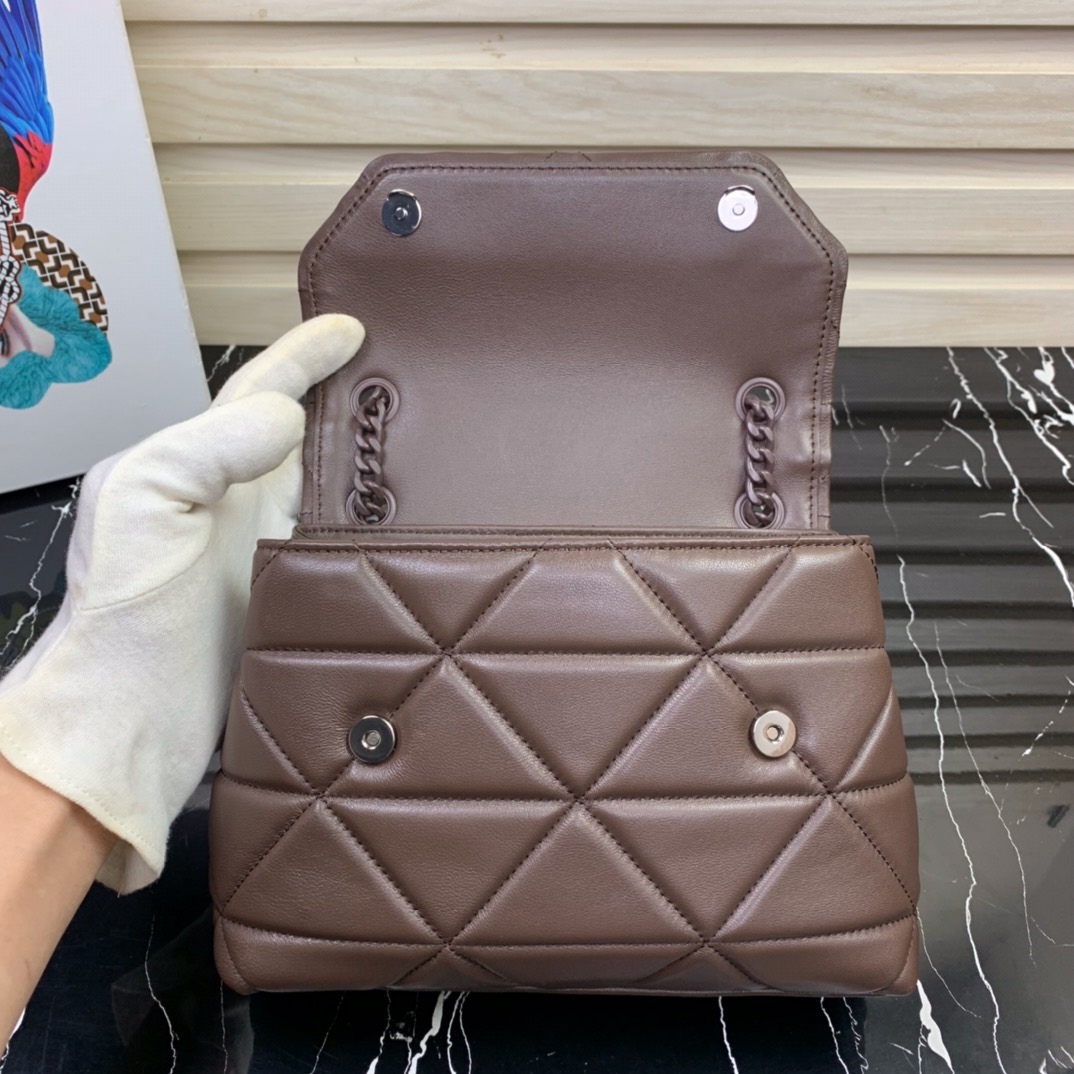 Pra*a small spectrum nappa leather bag dark brown 1bd233 23 x 17 x 8 cm