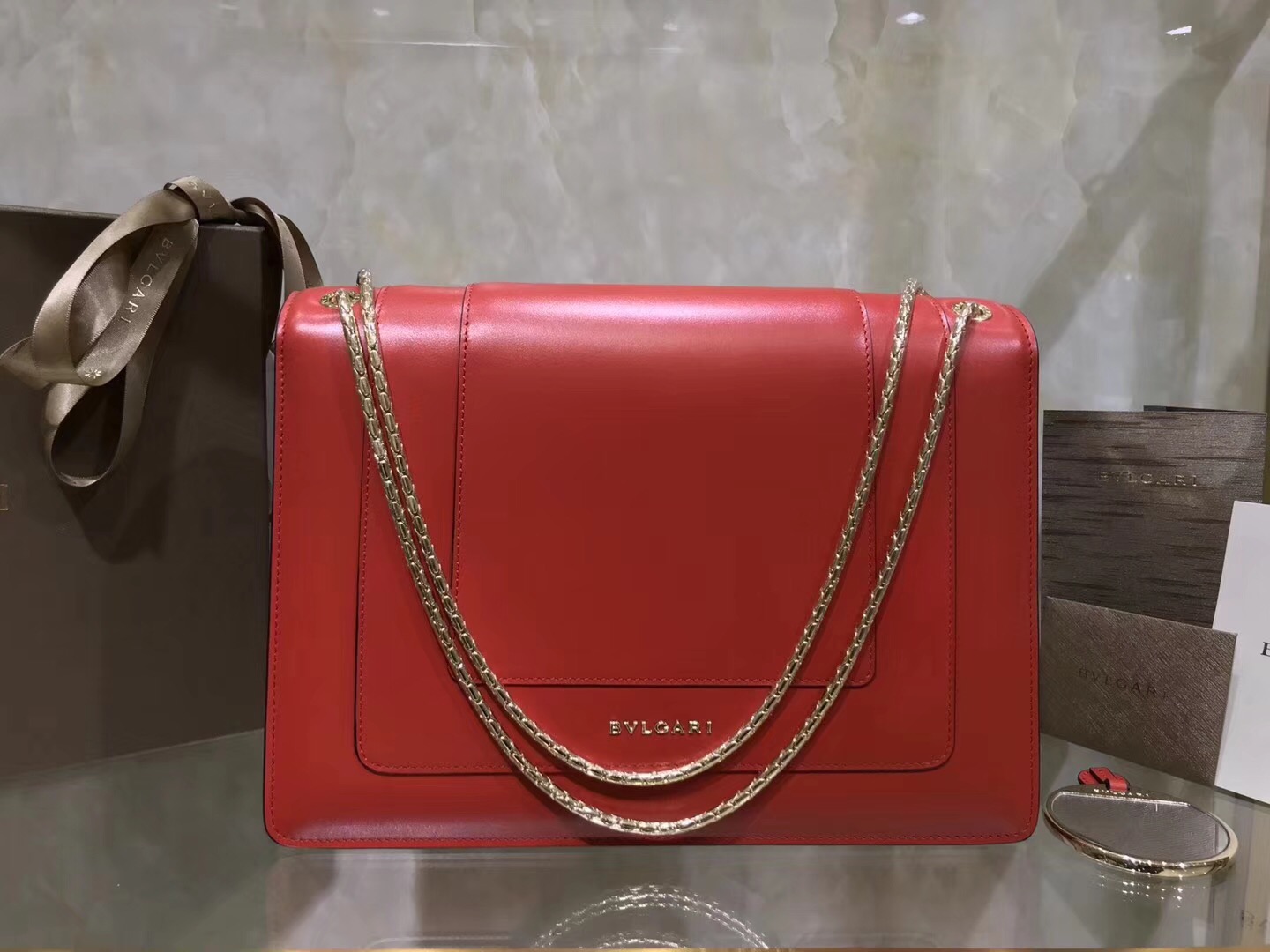 Bv1g*ai serpenti forever shoulder bag leather red 280153 28 x 19 x 8 cm