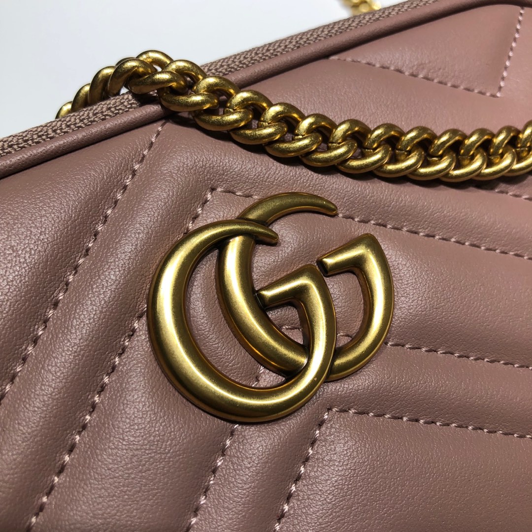 Gvc*1 gg marmont crossbody bag leather nude pink 598596 19 x 10 cm