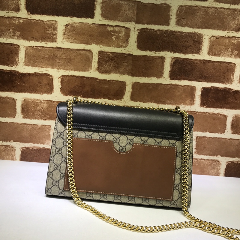 Gvc*1 medium padlock gg svp*me shoulder bag black leather top 409486 30 x 19 x 10 cm