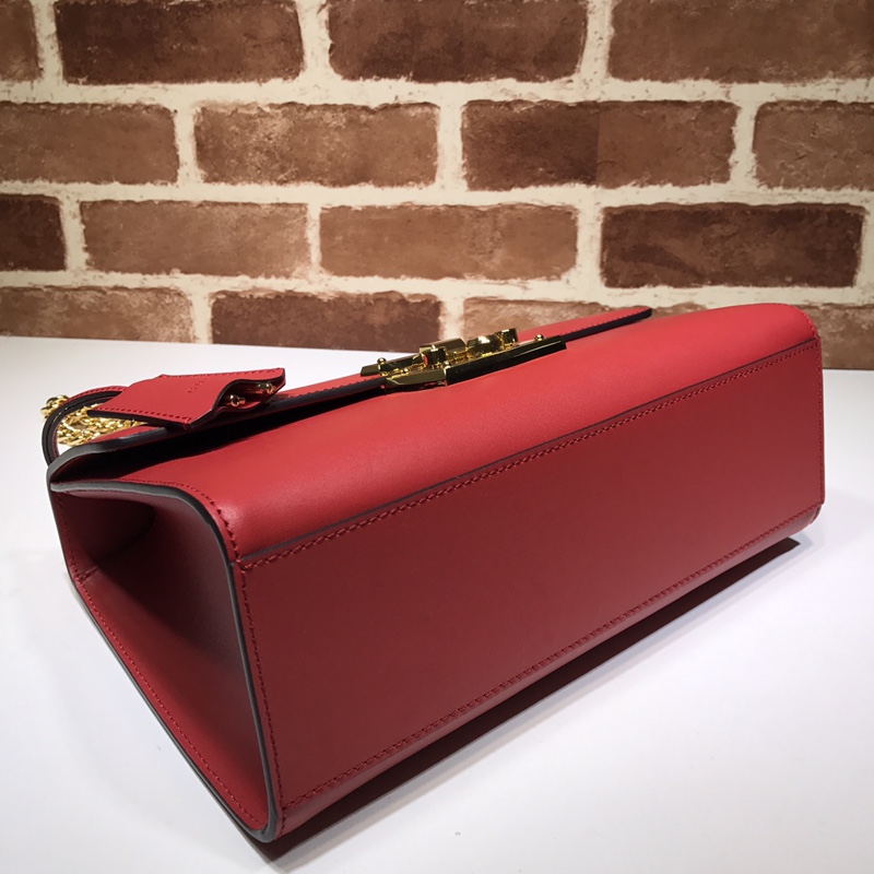 Gvc*1 medium padlock shoulder bag leather red 409486 30 x 19 x 10 cm