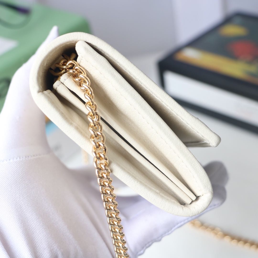 Gvc*1 ophidia gg chain wallet leather white 546592 19 x 10 x  3.5 cm
