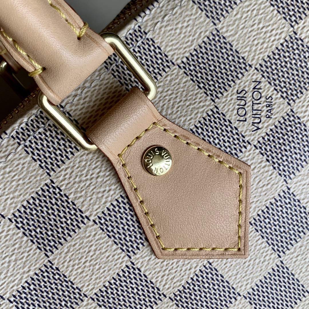 l0vis Vvtt0n speedy 25 damier azur canvas white n41371 25 x 19 x 15 cm