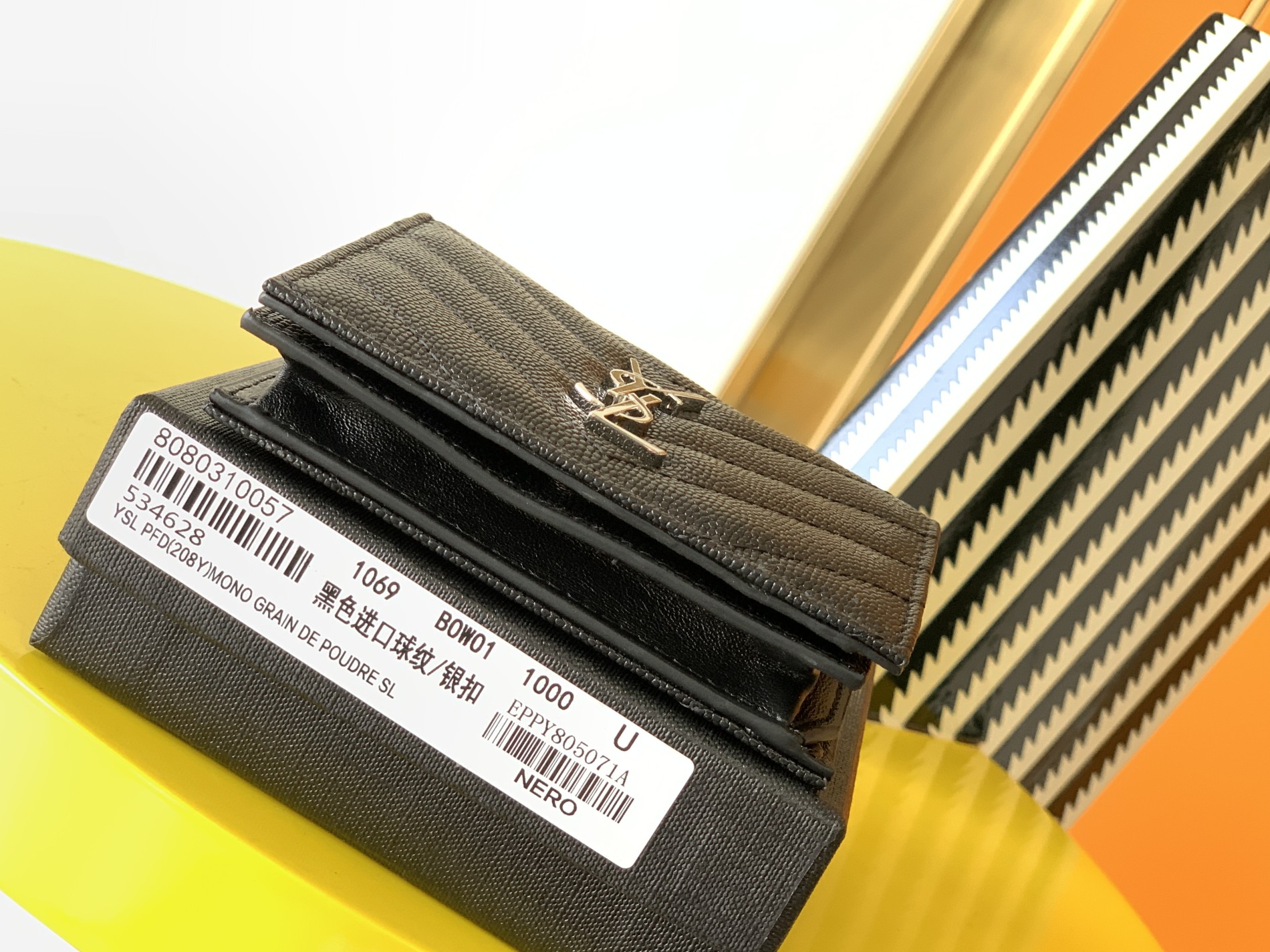 Y51 monogram card case in grain de poudre embossed leather silver metal black 530841 11 x 8.5 x 3 cm