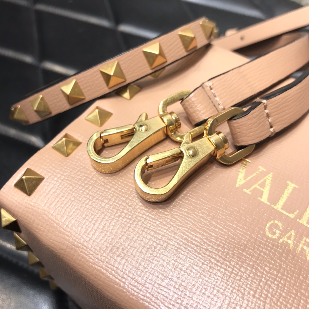 Va1e*ntin0 rockstud alcove grainy calfskin box bag rose cannelle ww2b0j73wax 19 x 12 x 8 cm
