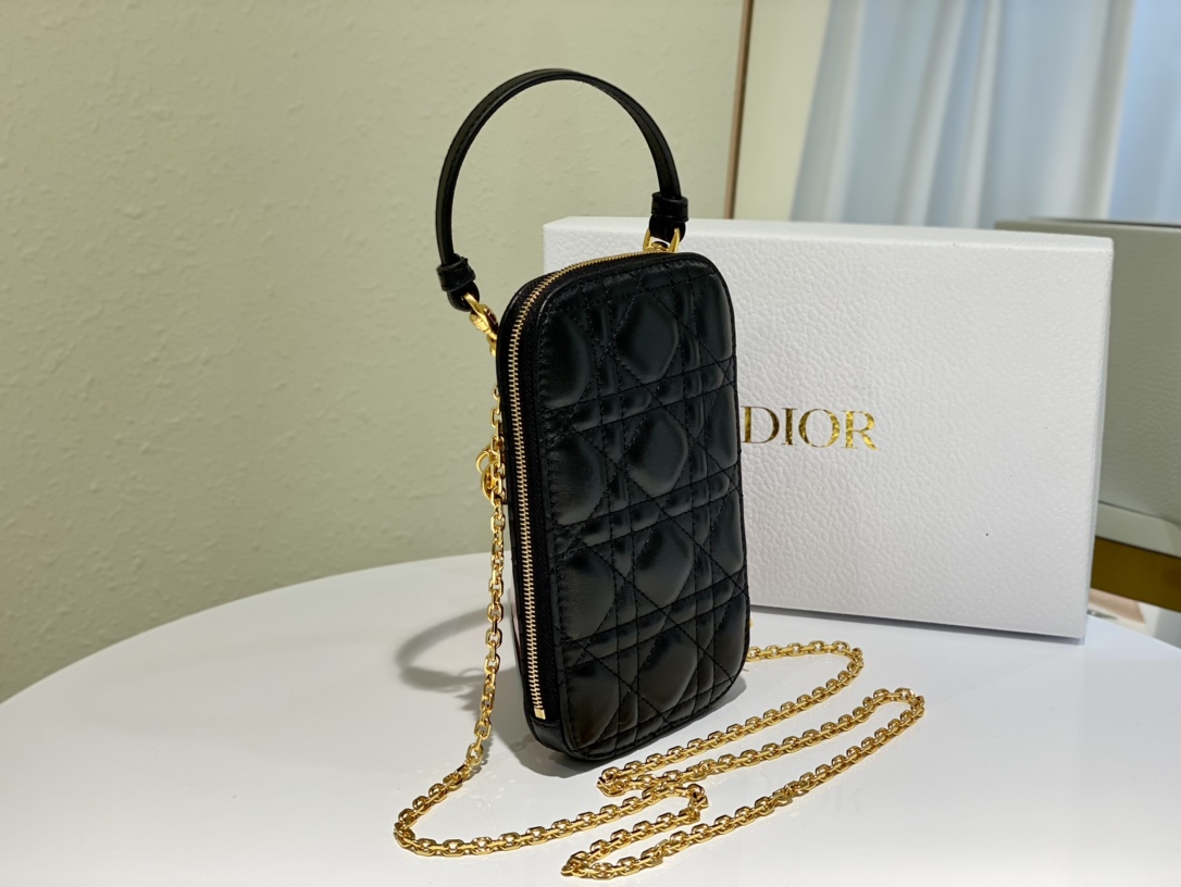 D10r lady D10r phone holder cannage lambskin black s0872 18 cm