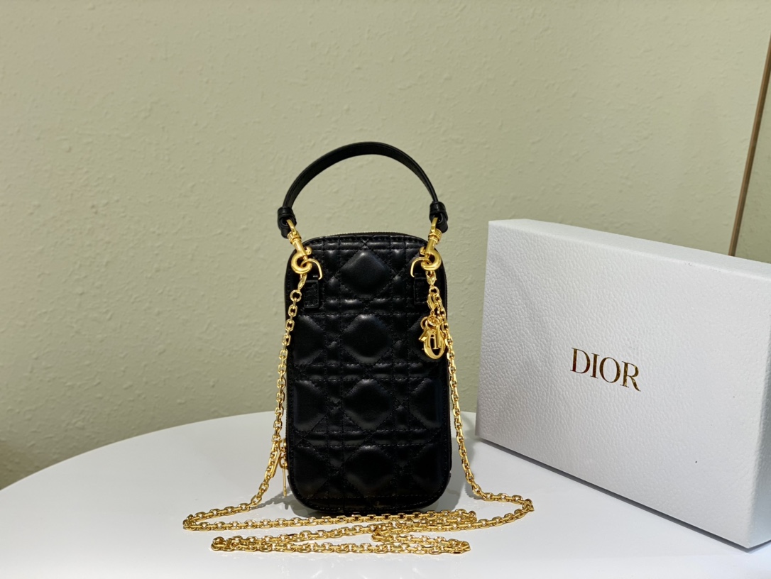 D10r lady D10r phone holder cannage lambskin black s0872 18 cm