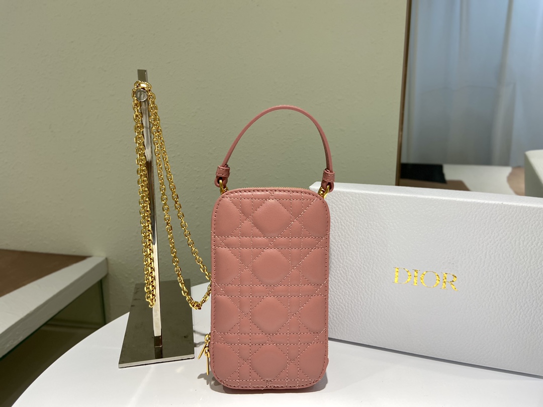 D10r lady D10r phone holder cannage lambskin blush s0872 18 cm
