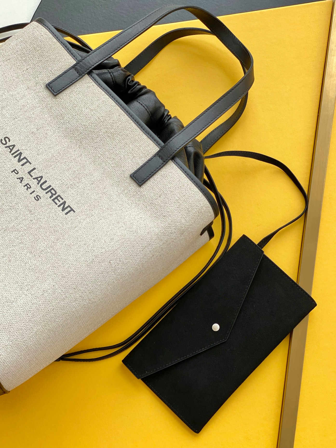 Y51 teddy canvas tote bag white and black 5515959 25.5 x 33 x 19.5 cm