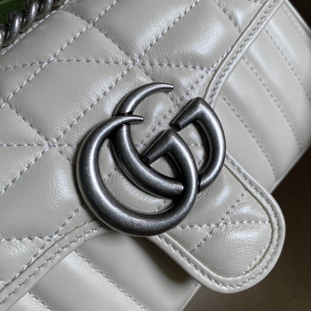 Gvc*1 mini gg marmont shoulder bag white black metal 446744 23 x 14 x 6 cm