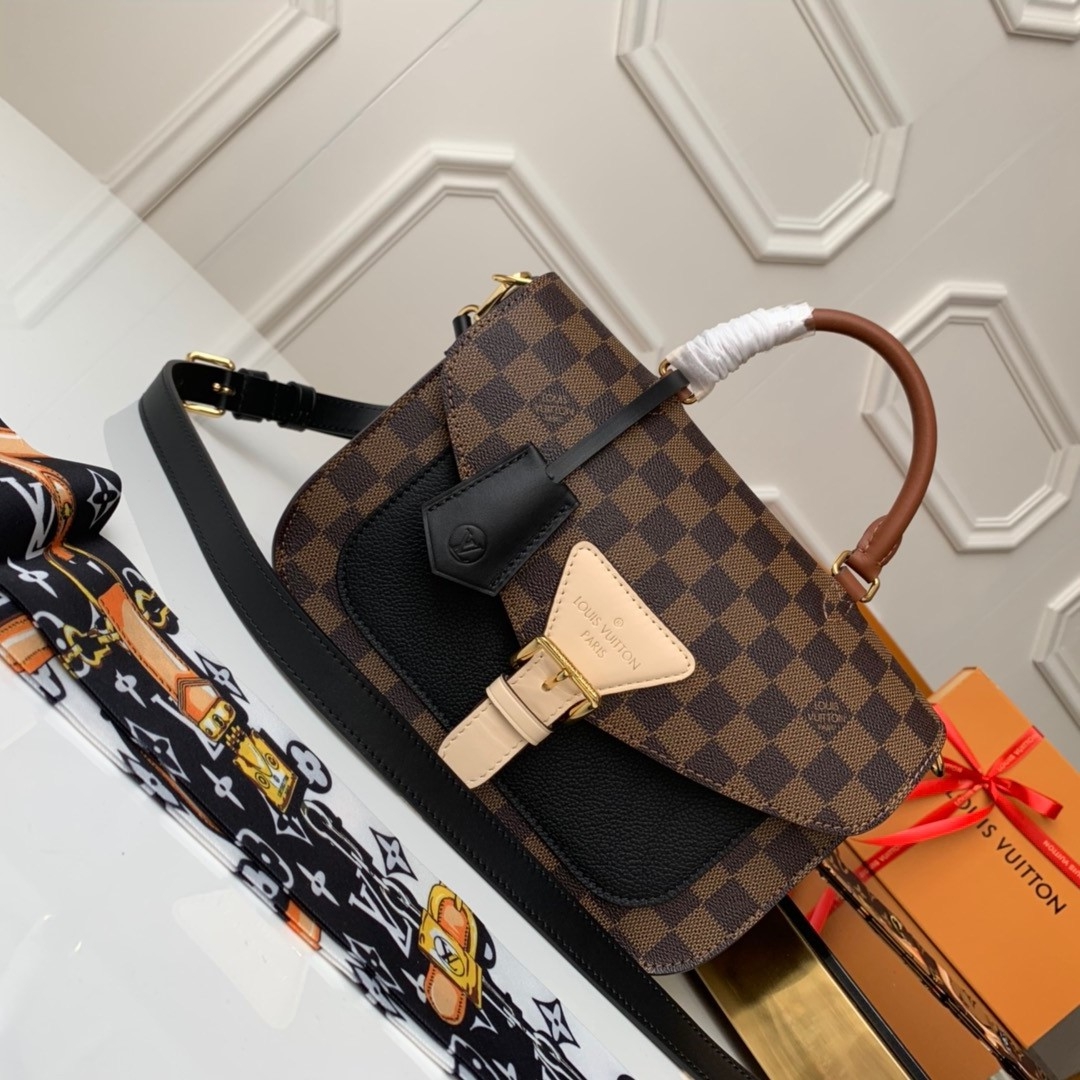 l0vis Vvtt0n beaumarchais 2way crossbody bag damier ebene canvas black/beige n40148 25 x 18.5 x 9.5 cm