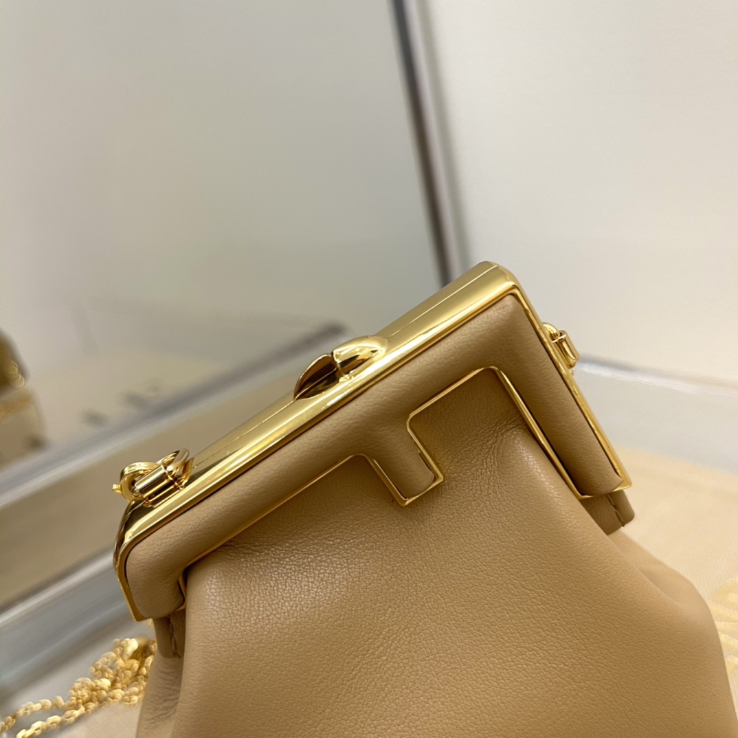 F**di nano first charm nappa leather tan 7as051 11.5 x 5.5 x 10 cm