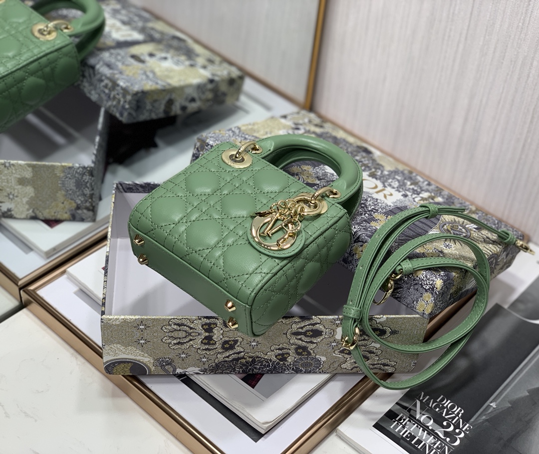 D10r micro lady D10r bag lambskin dark mint s0856 12cm