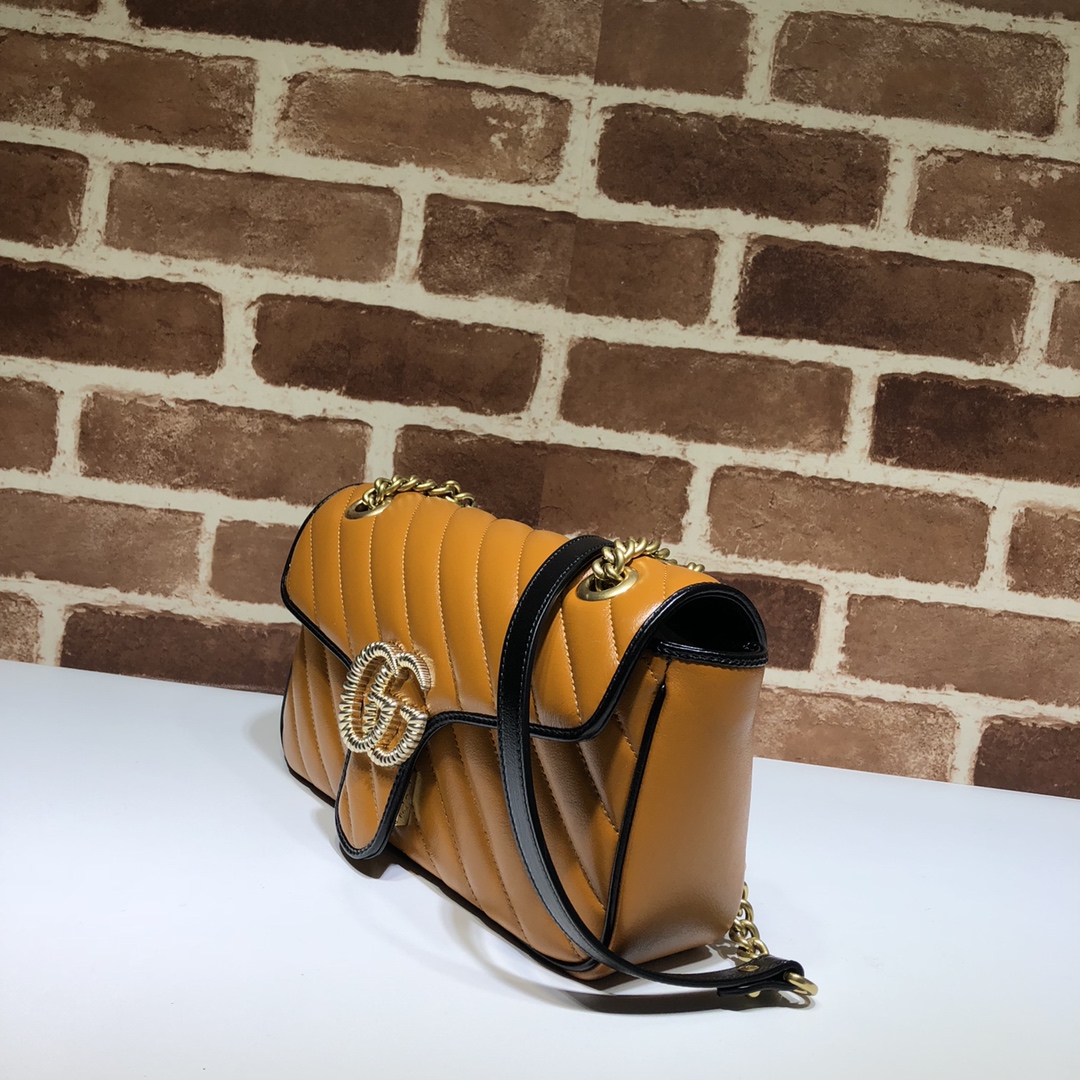 Gvc*1 gg marmont small shoulder bag brown/black ‎443497 26 x 15 x 7 cm