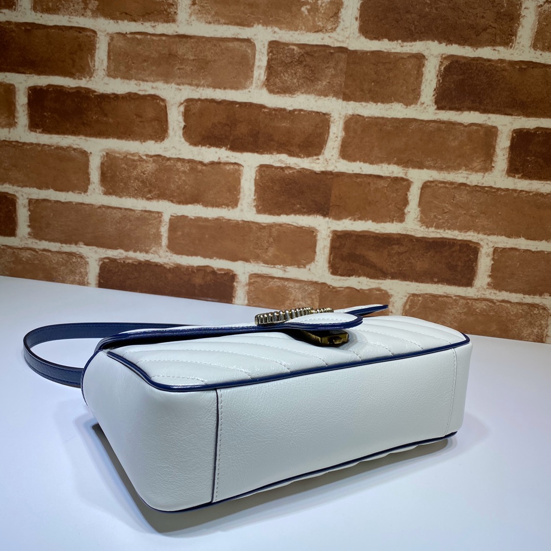 Gvc*1 gg marmont small shoulder bag white/navy 443497 26 x 15 x 7 cm