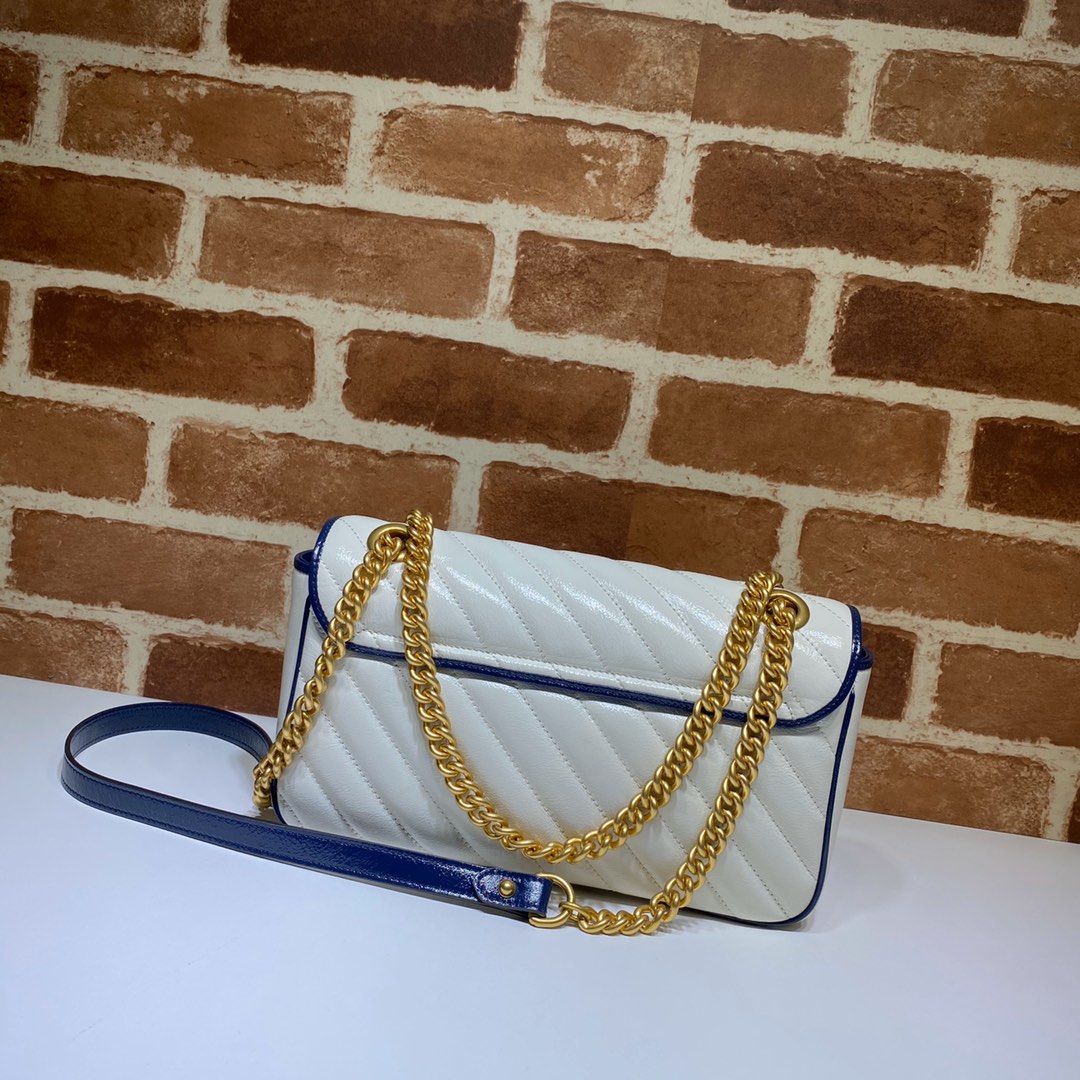 Gvc*1 gg marmont small shoulder bag white/navy 443497 26 x 15 x 7 cm