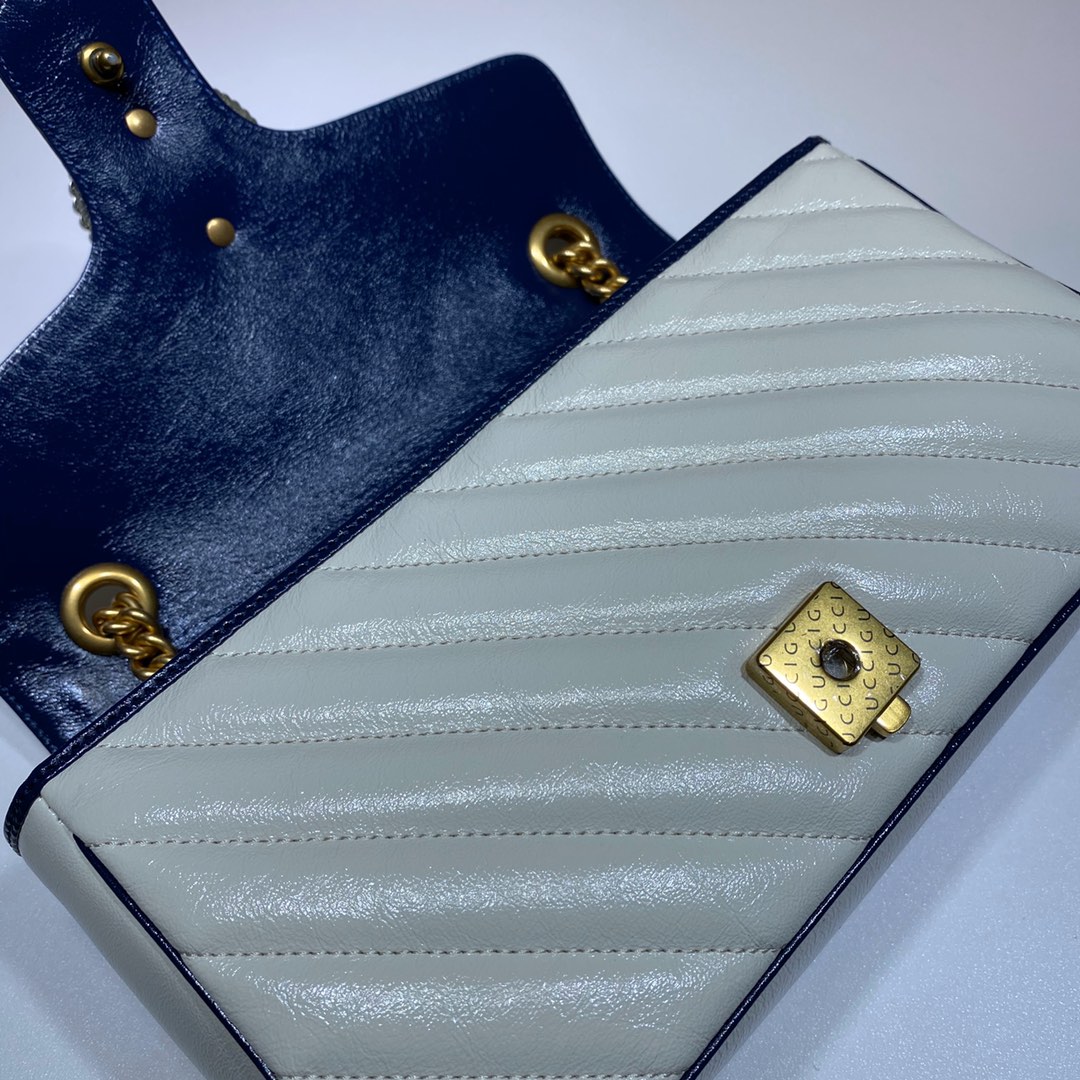Gvc*1 gg marmont small shoulder bag white/navy 443497 26 x 15 x 7 cm