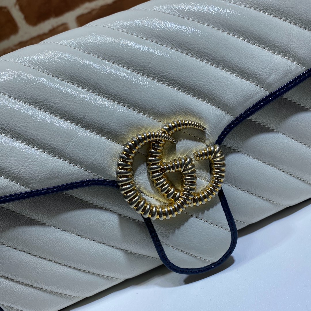 Gvc*1 gg marmont small shoulder bag white/navy 443497 26 x 15 x 7 cm