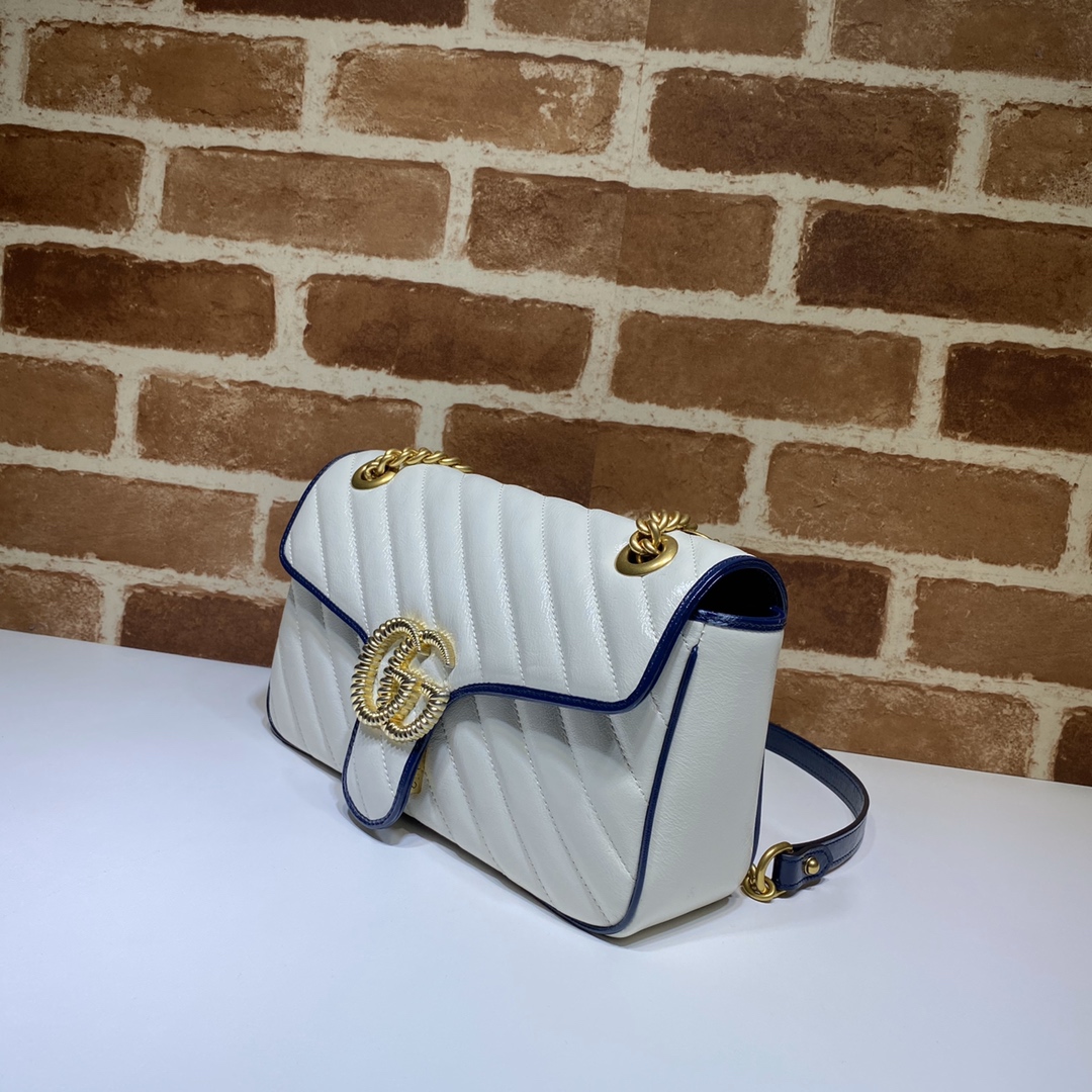 Gvc*1 gg marmont small shoulder bag white/navy 443497 26 x 15 x 7 cm